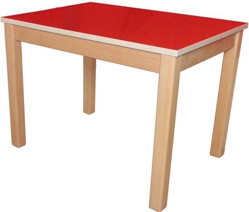 Van Dijk Toys Table solid beech wood base and with red HPL top 46cm high