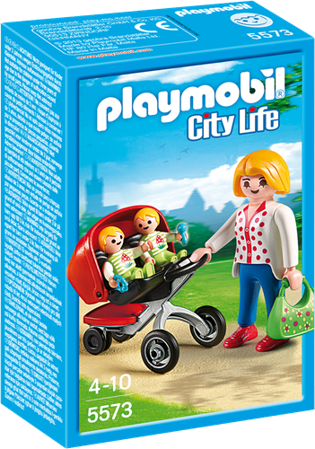 Playmobil City Life Mother with Twin Stroller building figure