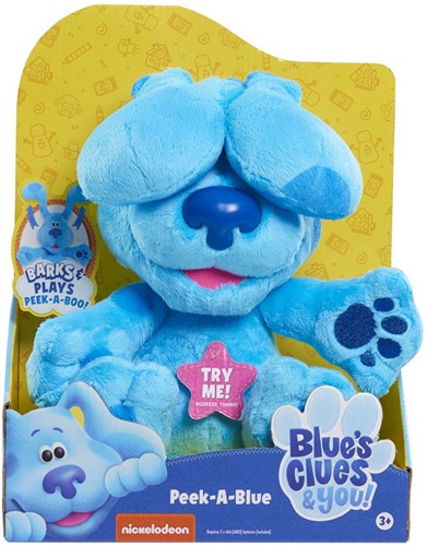 Pluche kiekeboe + geluid - Blue's, clues & you - blauw - 30cm