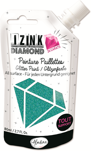 Aladine Aladine Izink Diamond Glitterverf 24 Karaat 80 ml Turquoise