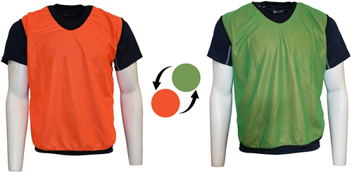 Plain Reversible Mesh Training Bib (Youth, Adult) - Orange/Green - Adult