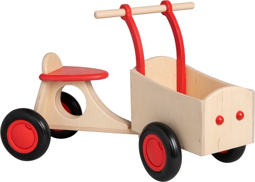 Van Dijk Toys wooden children's walking cargo bike from 1 year - Red (Childcare quality)